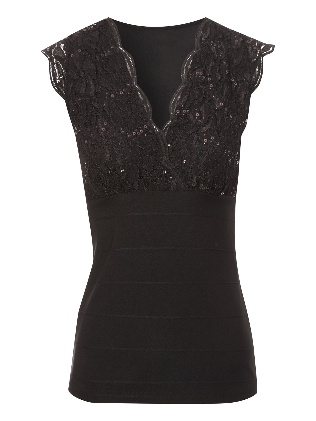 Jane Norman Lace Bandage Top in Black | Lyst