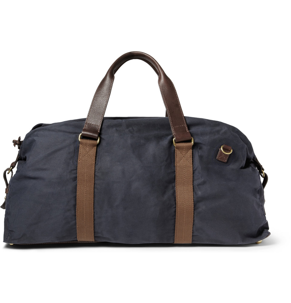 Lyst - J.Crew Abingdon Waxed Cotton-Canvas And Leather Holdall in Blue ...