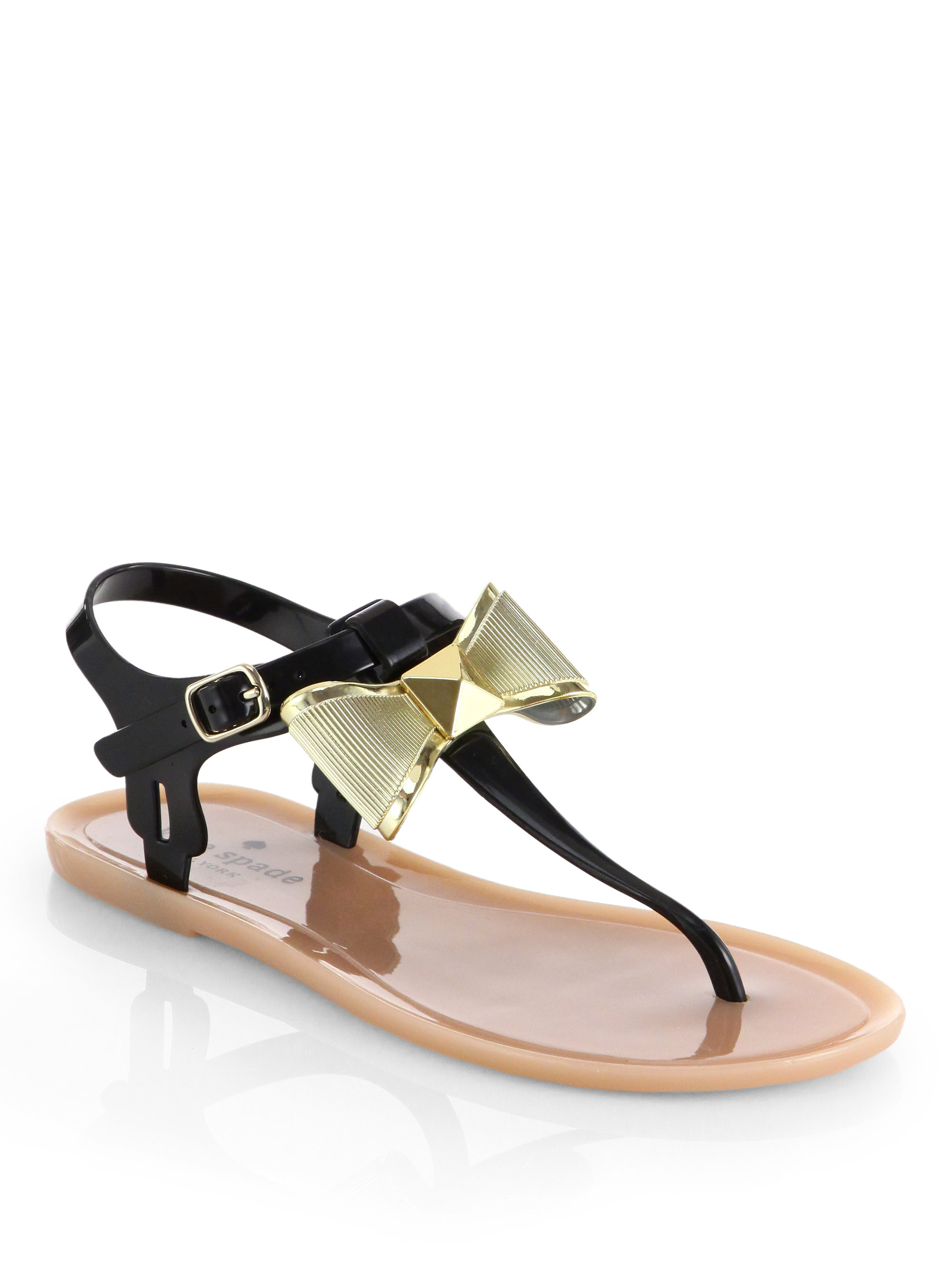Kate Spade Fab Jelly Bow Sandals in Black | Lyst