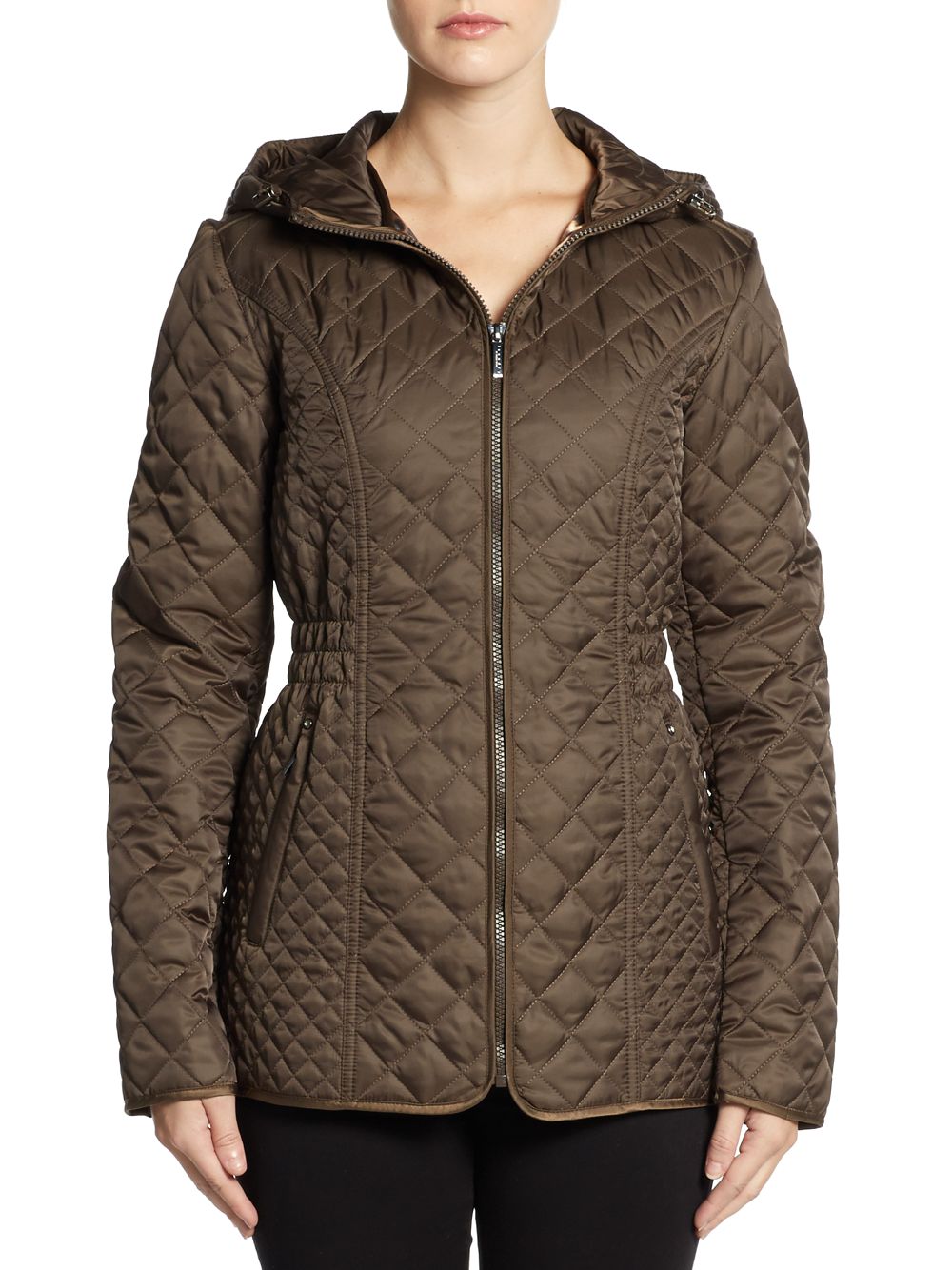 Laundry By Shelli Segal Quilted Puffer Jacket in Green (green olive) | Lyst