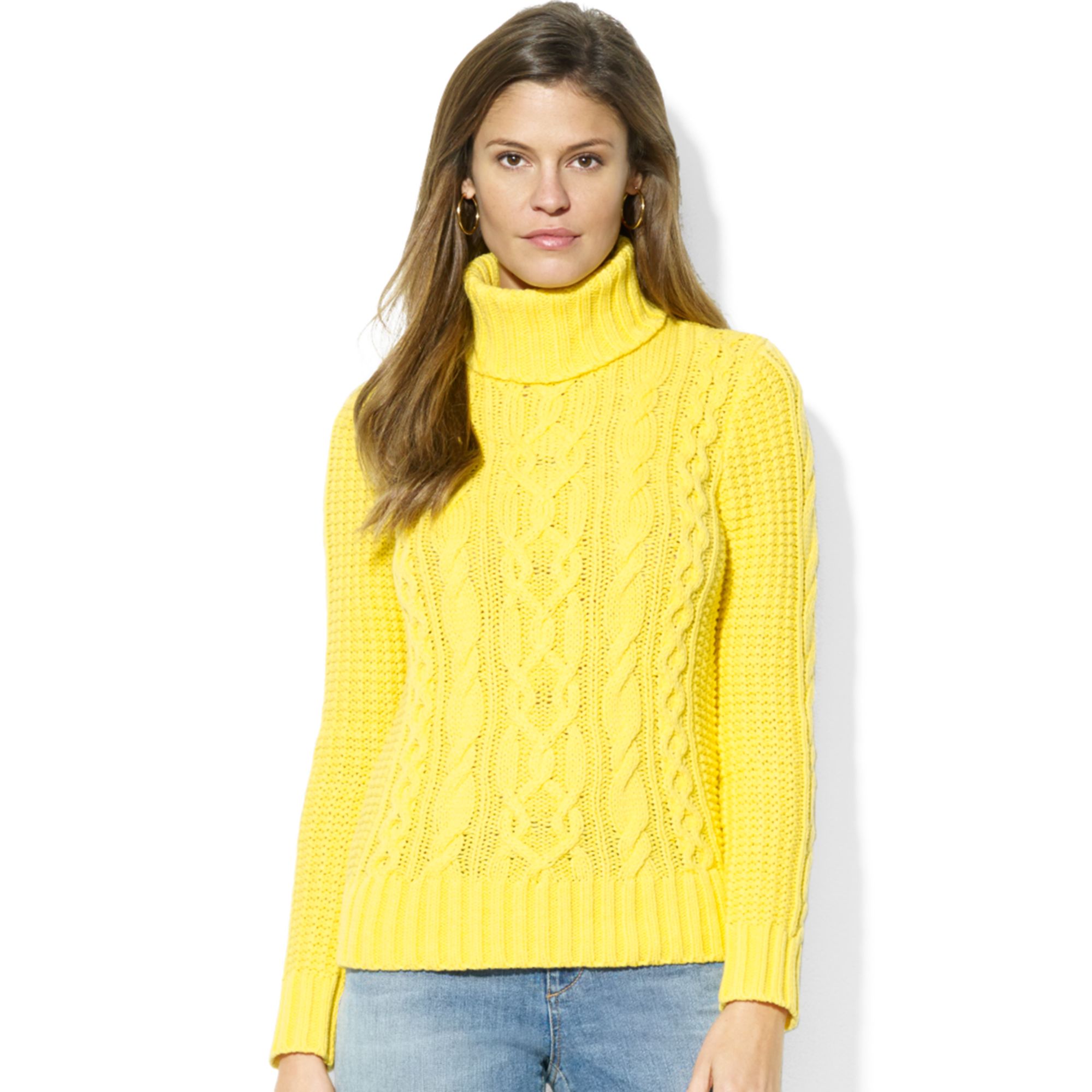 Lyst - Lauren By Ralph Lauren Lauren Jeans Co Cableknit Turtleneck ...