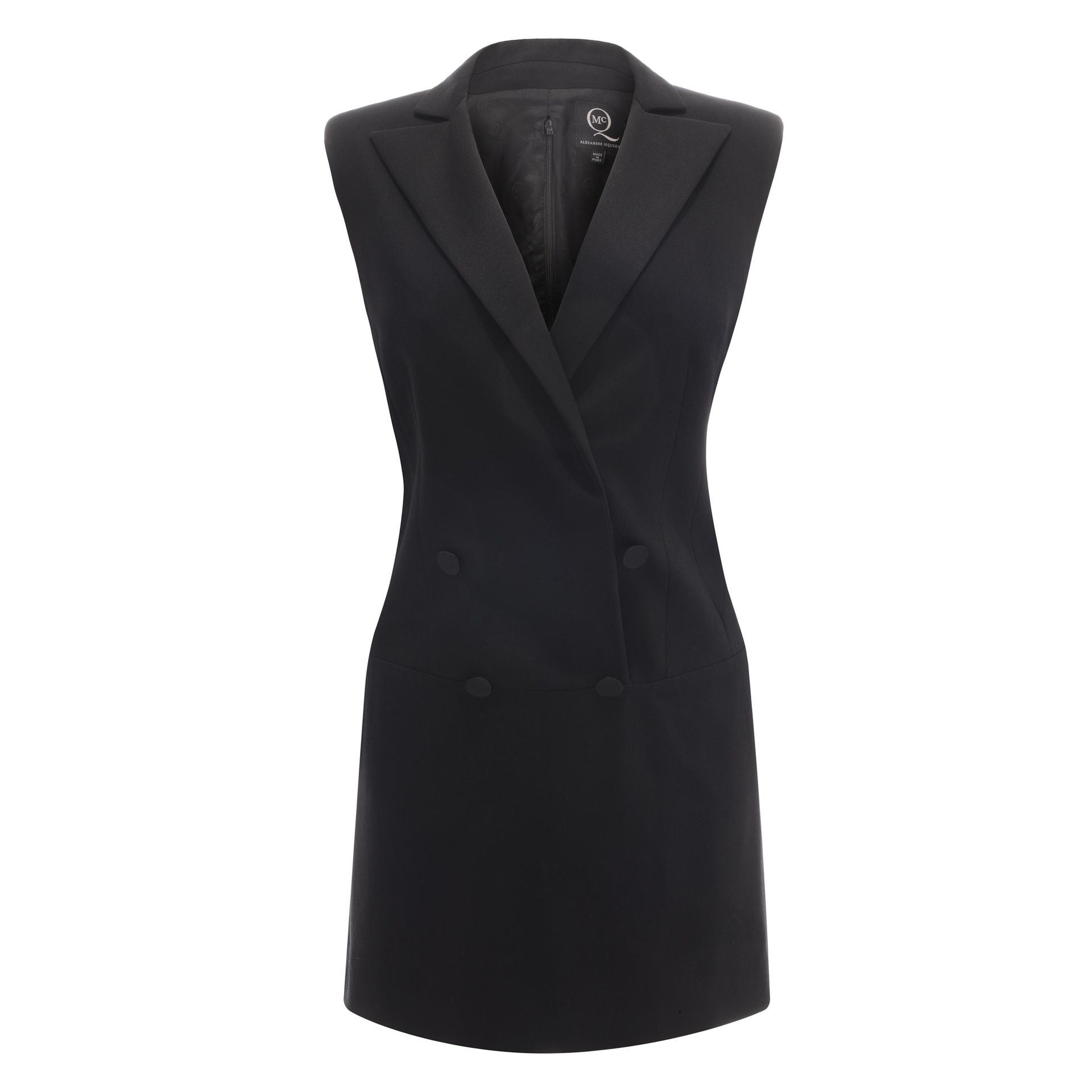 Mcq Double Breasted Satin Tuxedo Dress in Black | Lyst