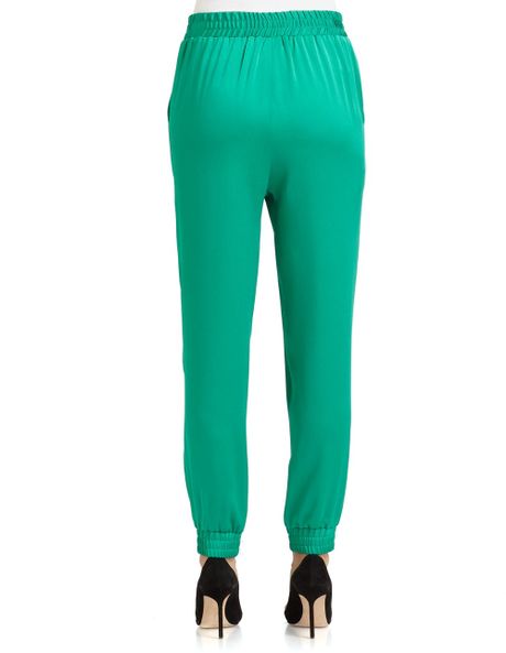 Michael Kors Satin Pajama Pants in Green (emerald) | Lyst