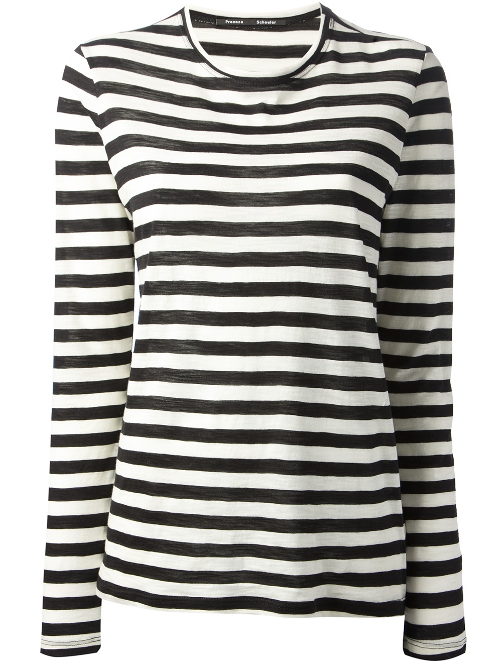 Lyst Proenza Schouler Striped Long Sleeve Tshirt In Black 9022