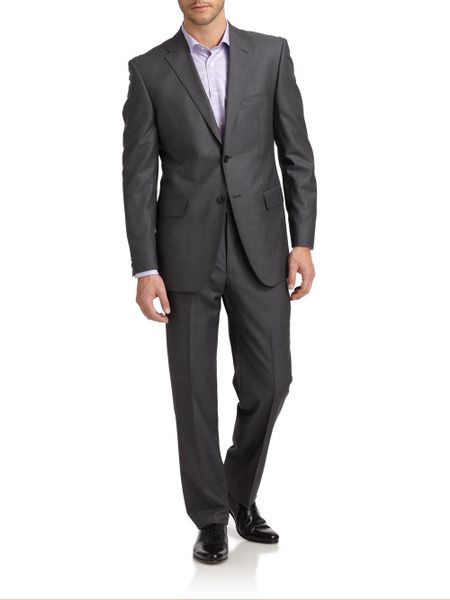 Saks Fifth Avenue Black Label Classic-Fit Wool Pinstripe Suit in Gray ...