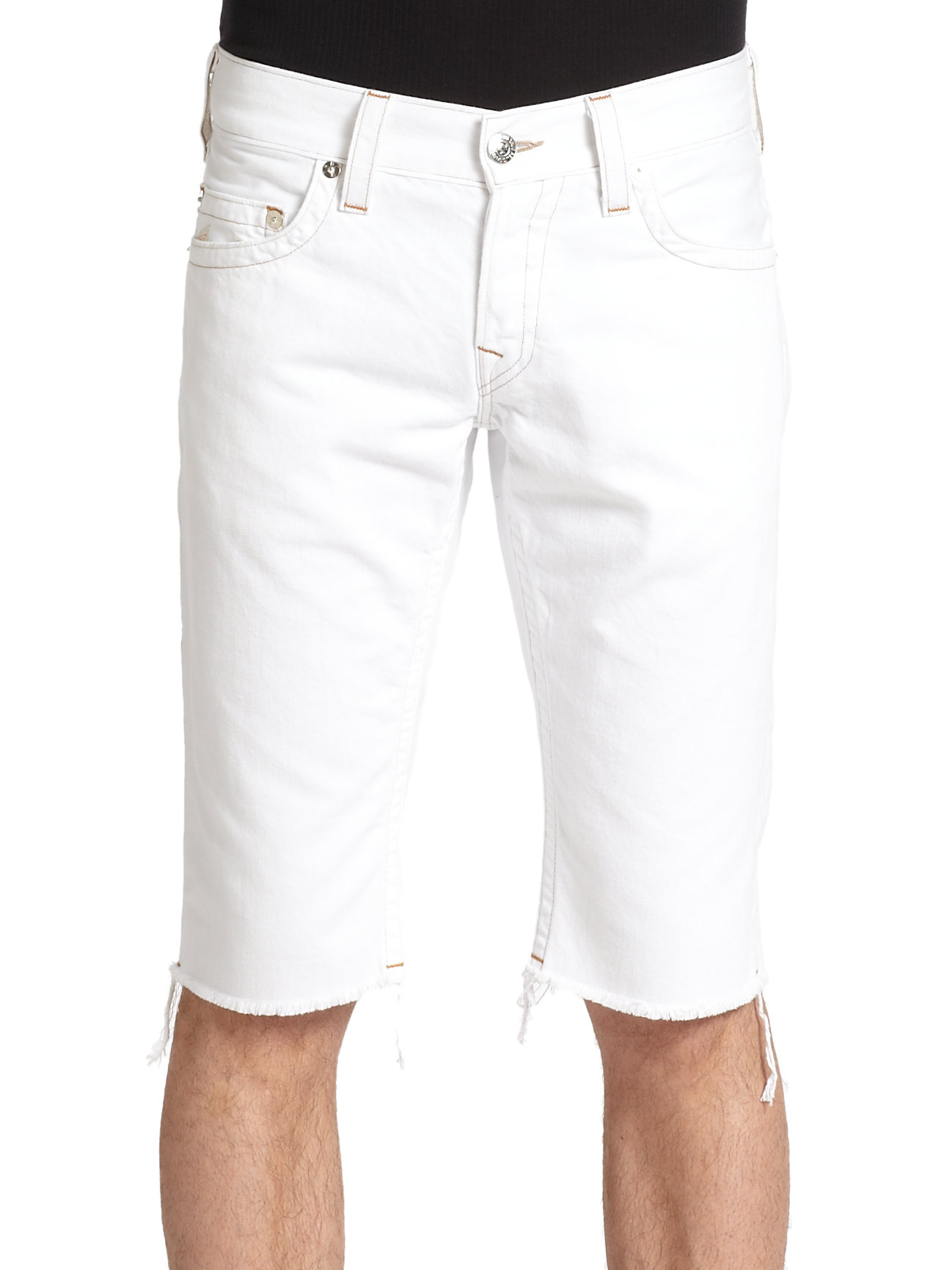 True Religion Geno Cut Off Denim Shorts in White for Men | Lyst