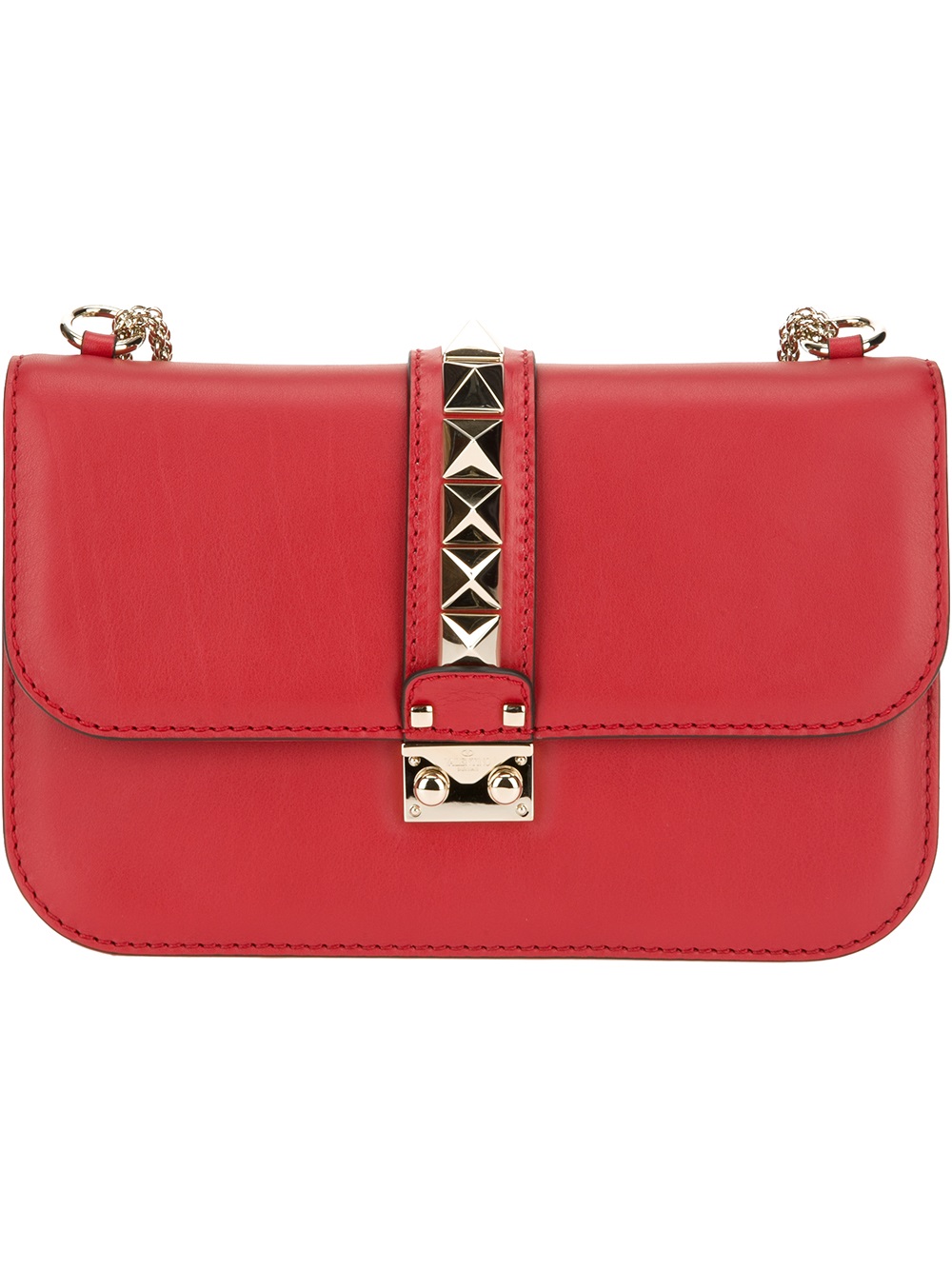 Lyst - Valentino Rockstud Shoulder Bag in Red