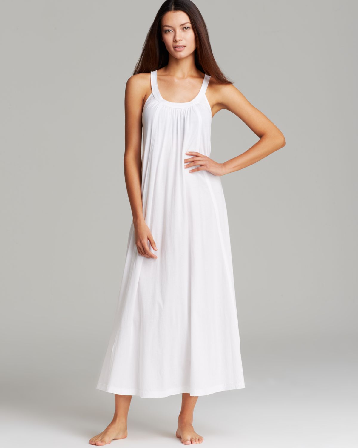 Lyst - Donna Karan Pima Cotton Long Nightgown in White