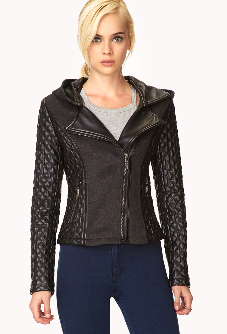 Forever 21 Tres Chic Quilted Faux Leather Jacket In Black Lyst Gallery
