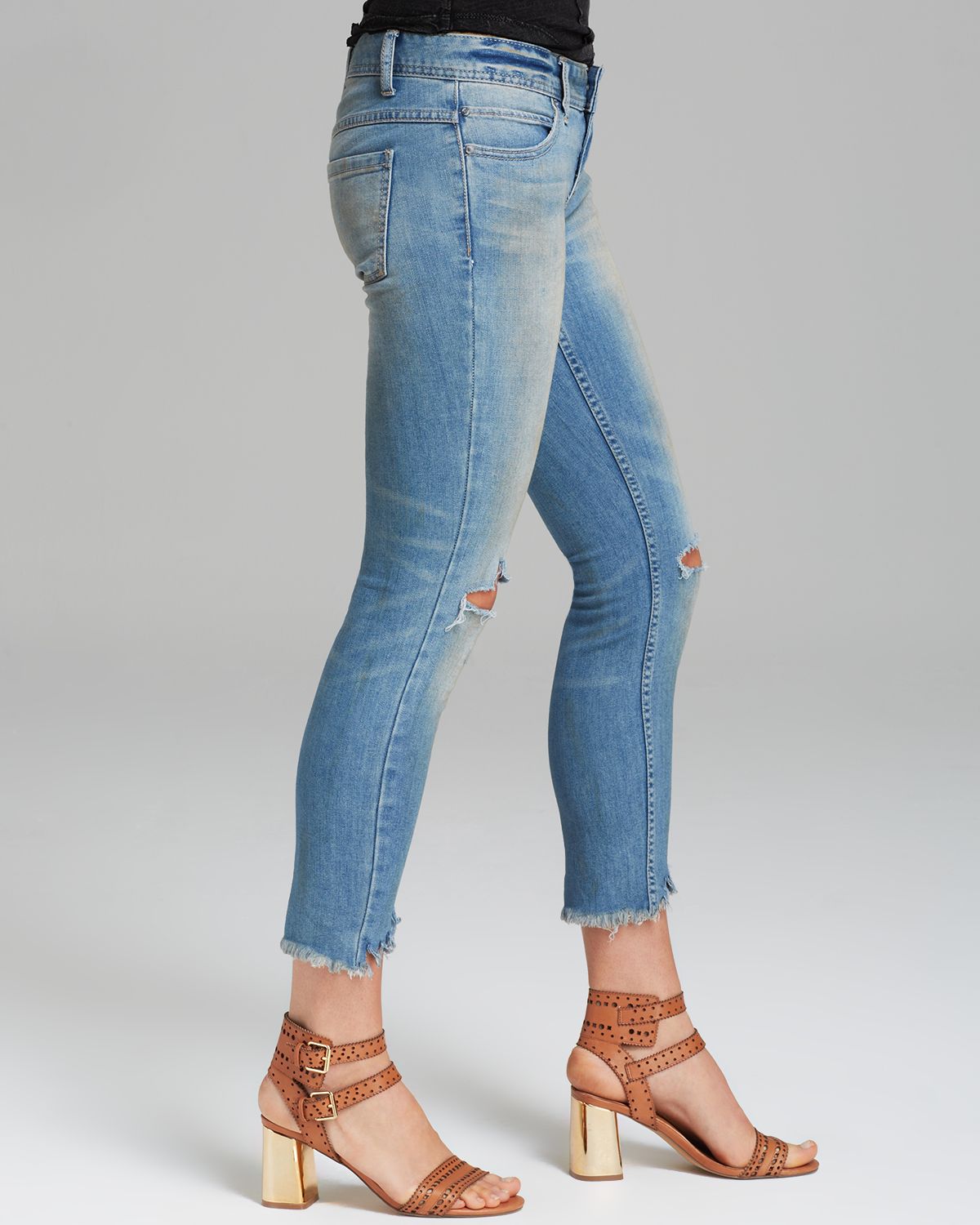 free people mid rise destroyed skinny jean