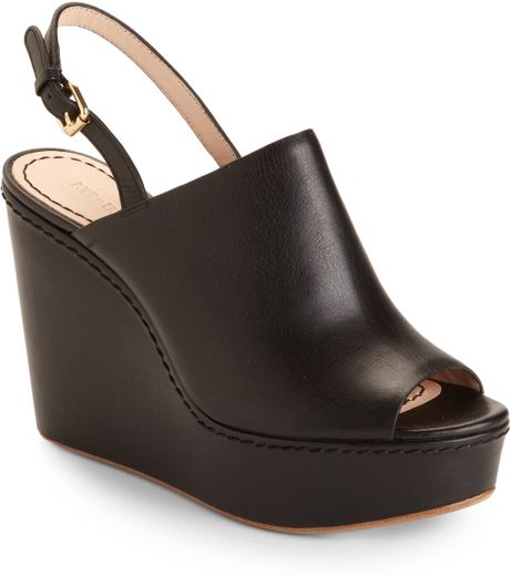 Pour La Victoire Lena Slingback Wedge Sandals in Black | Lyst