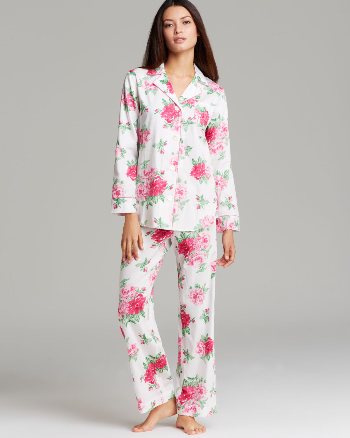Ralph Lauren Lauren Sateen Classic Pajama Set in Pink (Floral Pink) | Lyst