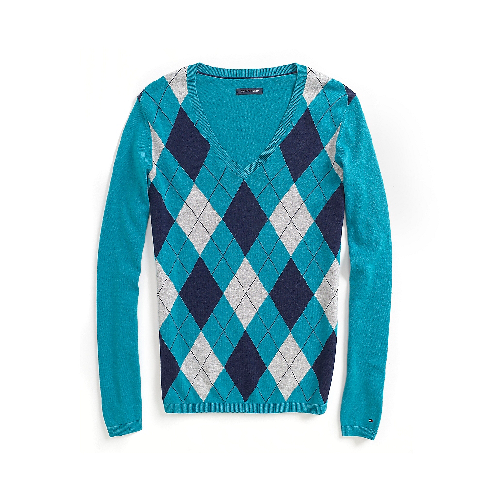 Tommy Hilfiger Classic Argyle Sweater in Blue for Men (BISCAY BAY/GREY ...