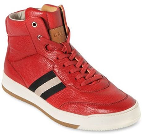 Bally Attilio Deer Leather High Top Sneakers in Red for Men | Lyst