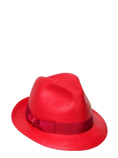 Borsalino Paper Trilby Hat in Red | Lyst