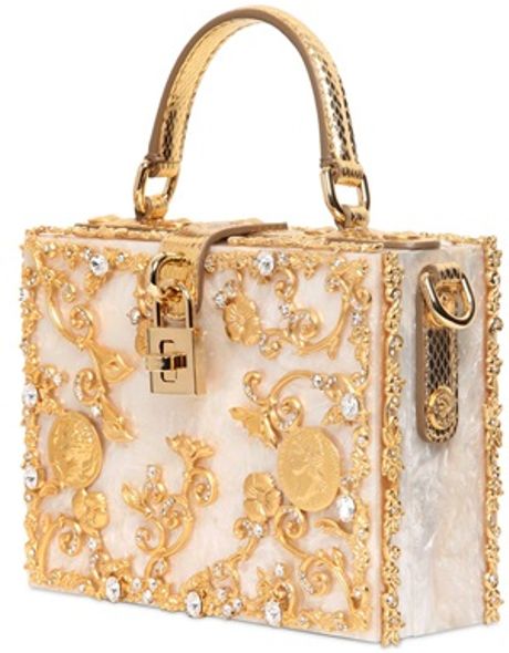 Dolce & Gabbana Mother Of Pearl Top Handle in White (WHITE/GOLD) | Lyst