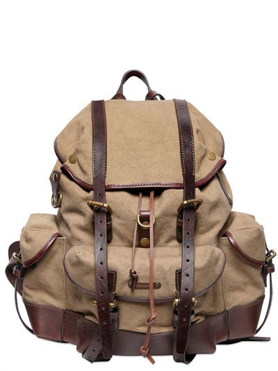 Dsquared² Cotton Canvas Leather Backpack in Natural for Men | Lyst