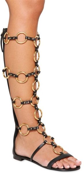 Giuseppe Zanotti 10mm Leather Chained Gladiator Sandal in Black | Lyst