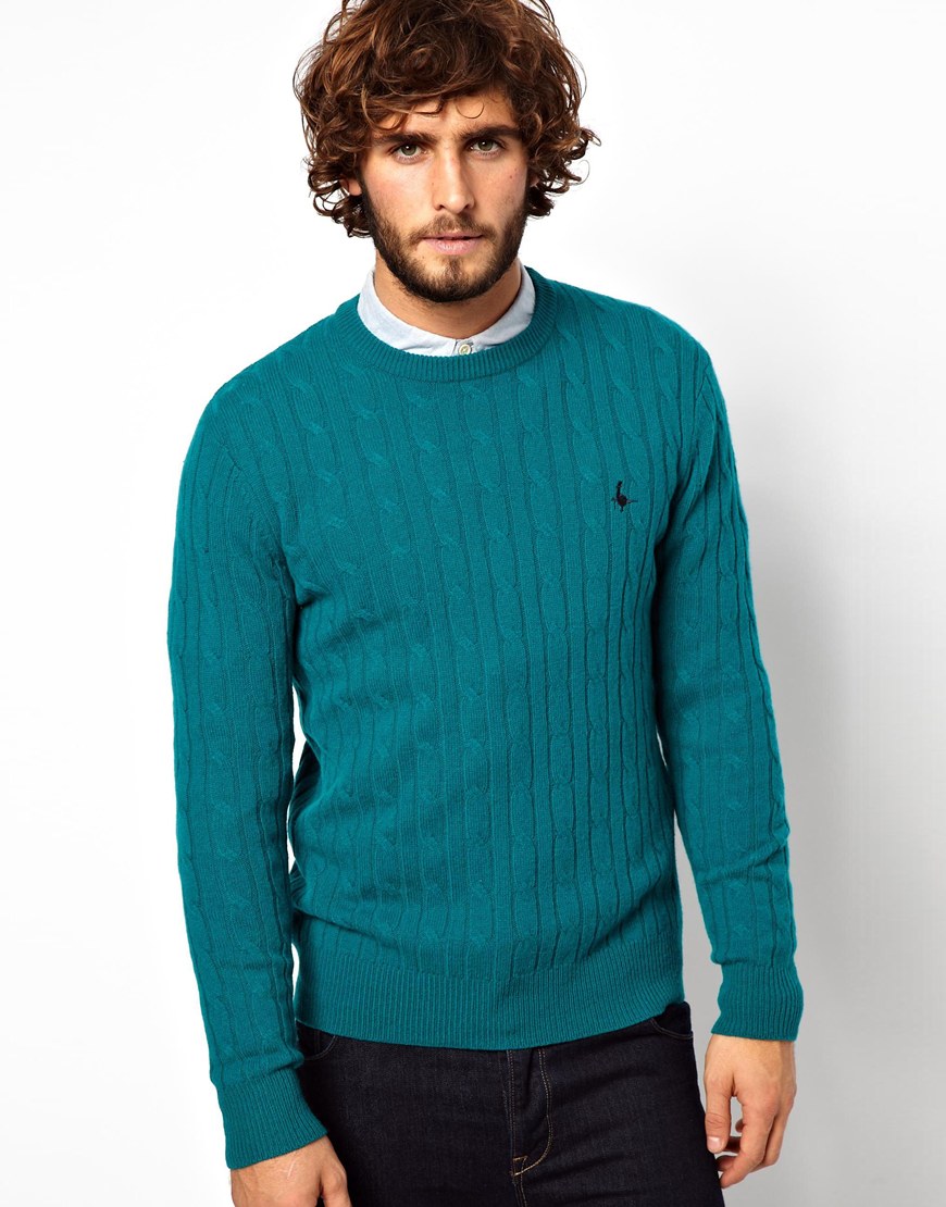 Lyst - Jack Wills Jumper with Cable Knit in Green for Men