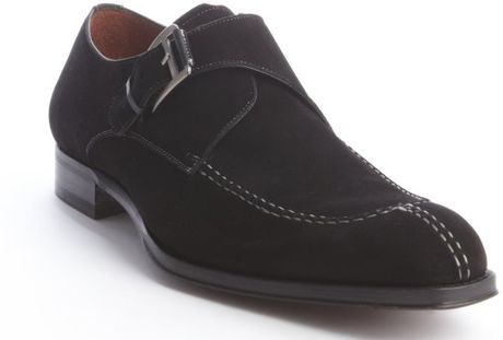 Mezlan 1 Buckle Slip On Suede Shoes Without Contrast in Black for Men ...