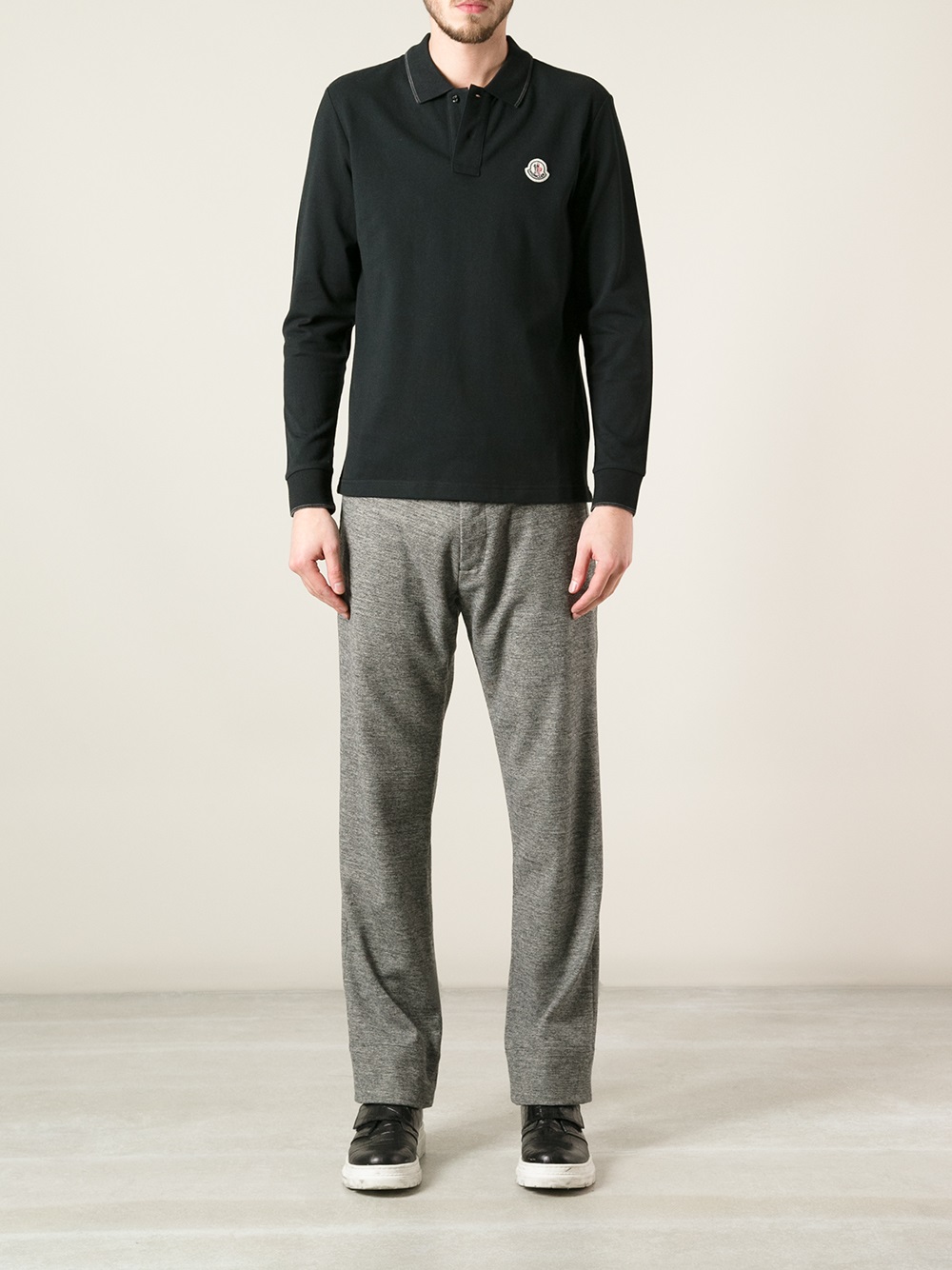 moncler black long sleeve polo moncler black long sleeve polo