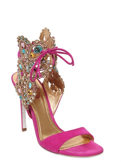 Lyst - Rene Caovilla 105mm Suede Jewel Embellished Sandals in Pink