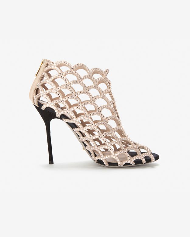 Lyst - Sergio Rossi Mermaid Crystal Cage Open Toe Bootie in Natural