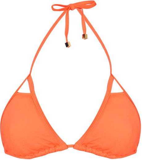 Topshop Flame Orange Cut Out Triangle Bikini Top in Orange | Lyst