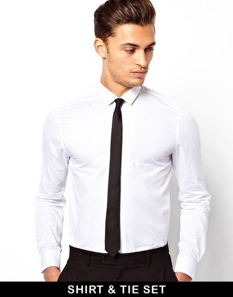 Asos Smart Shirt And Tie Set Save 13% in White for Men | Lyst