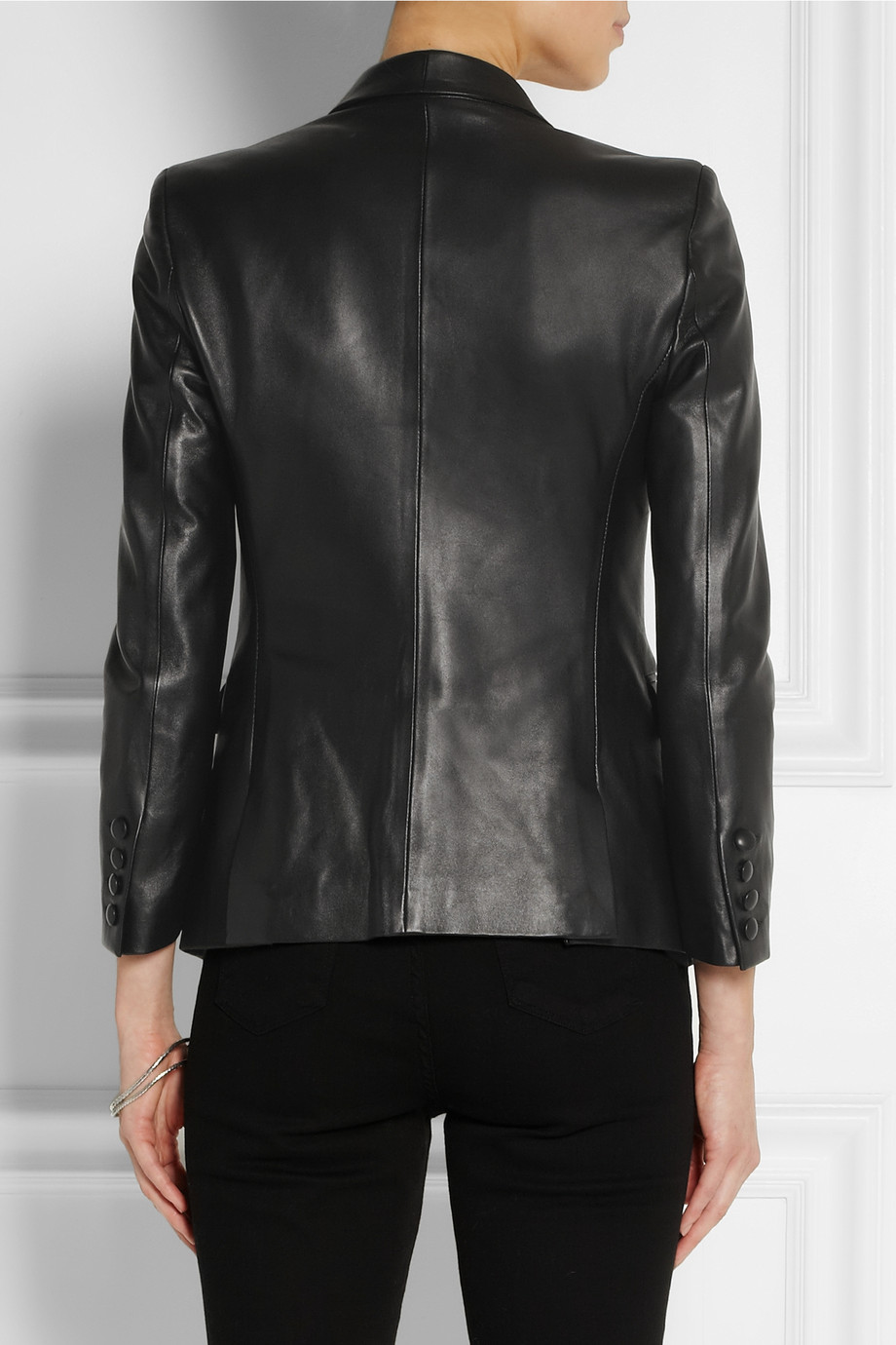 Band of outsiders Leather Blazer in Black | Lyst