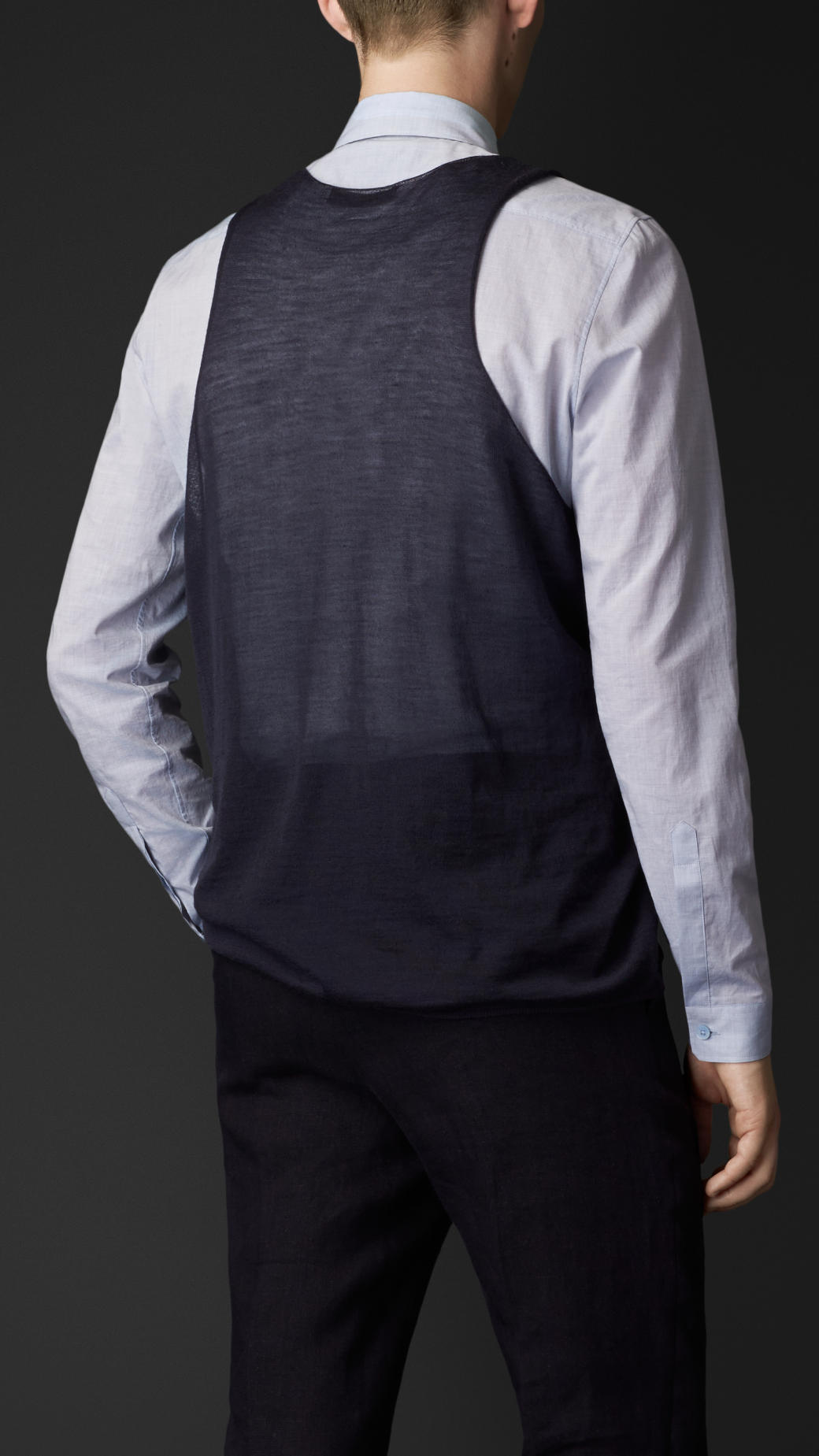 Lyst Burberry Cashmere Silk Knitted Vest in Blue for Men