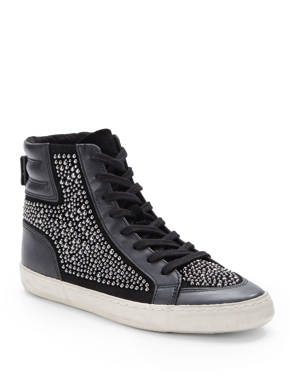 Lyst - French Connection Louise Studded High-top Sneakers in Black