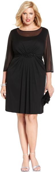 Alex Evenings Plus Size Illusion Embellished Dress in Black | Lyst