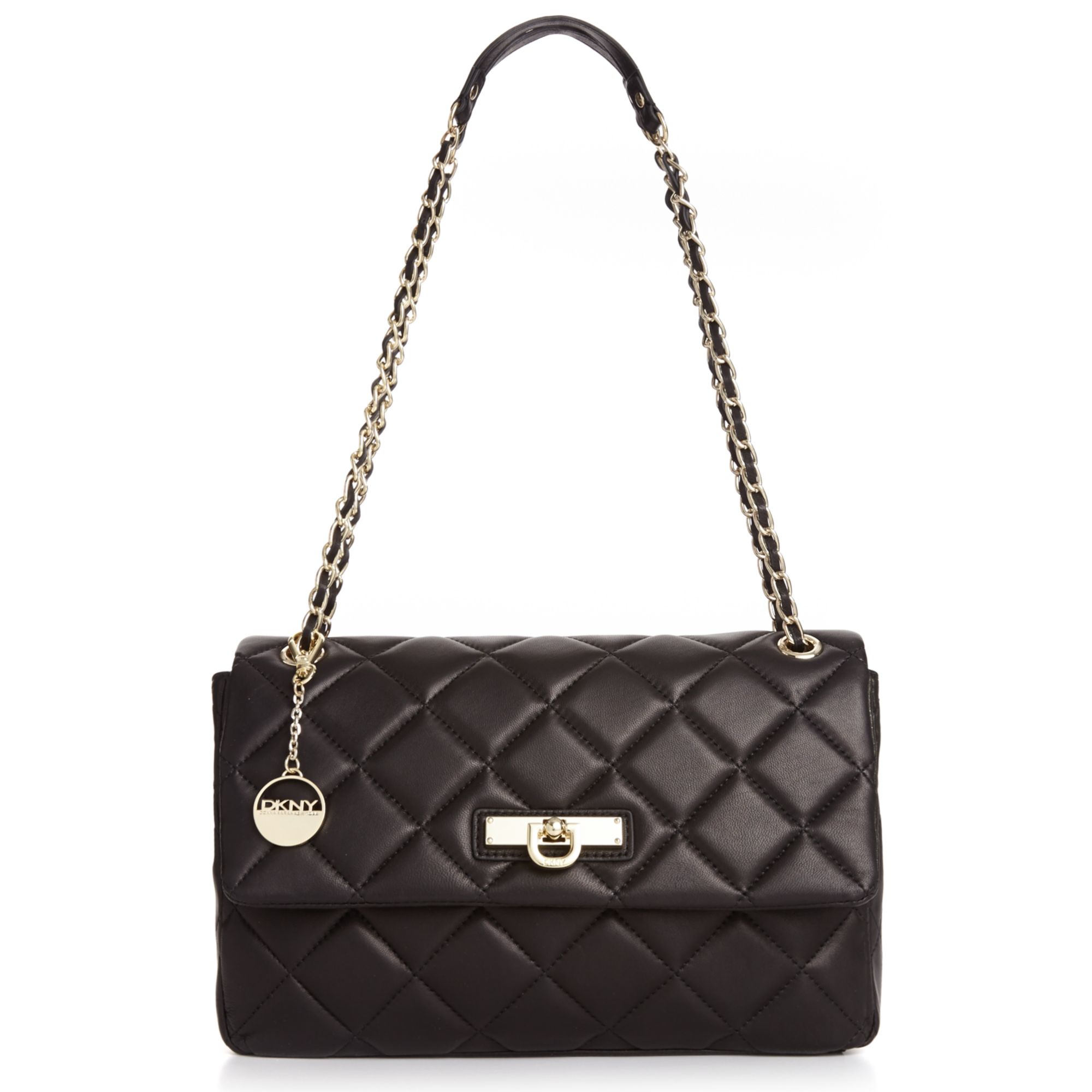 Dkny Quilted Nappa Adjustable Chain Shoulder Bag in Black | Lyst