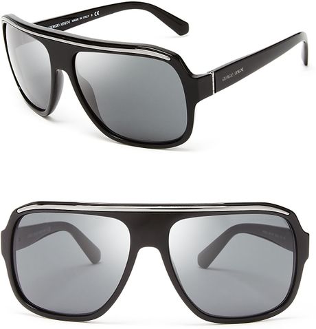 Giorgio Armani Timeless Oversized Square Sunglasses in Black (Black ...