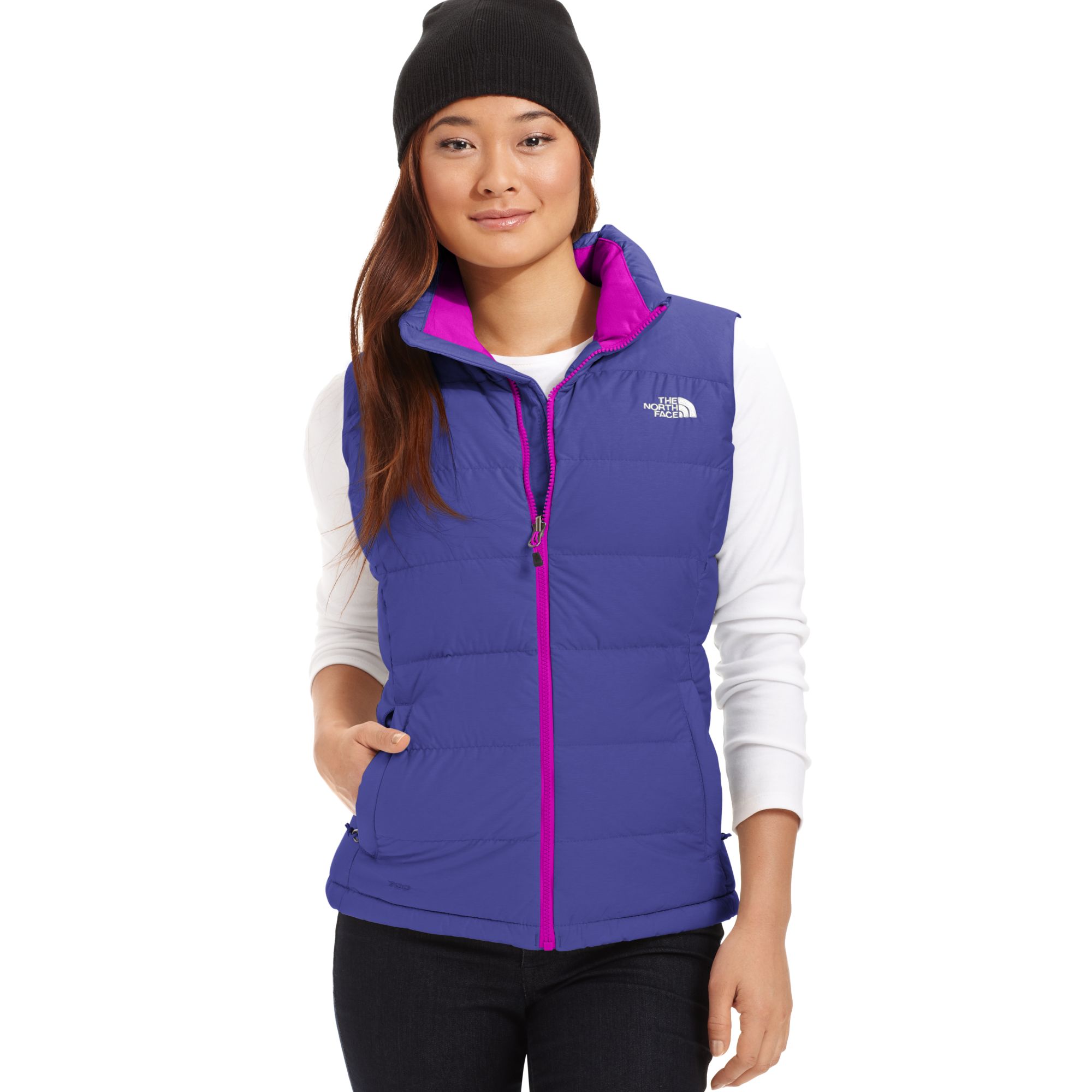 The North Face Nupste Down Puffer Vest in Purple (Greystone Blue) | Lyst