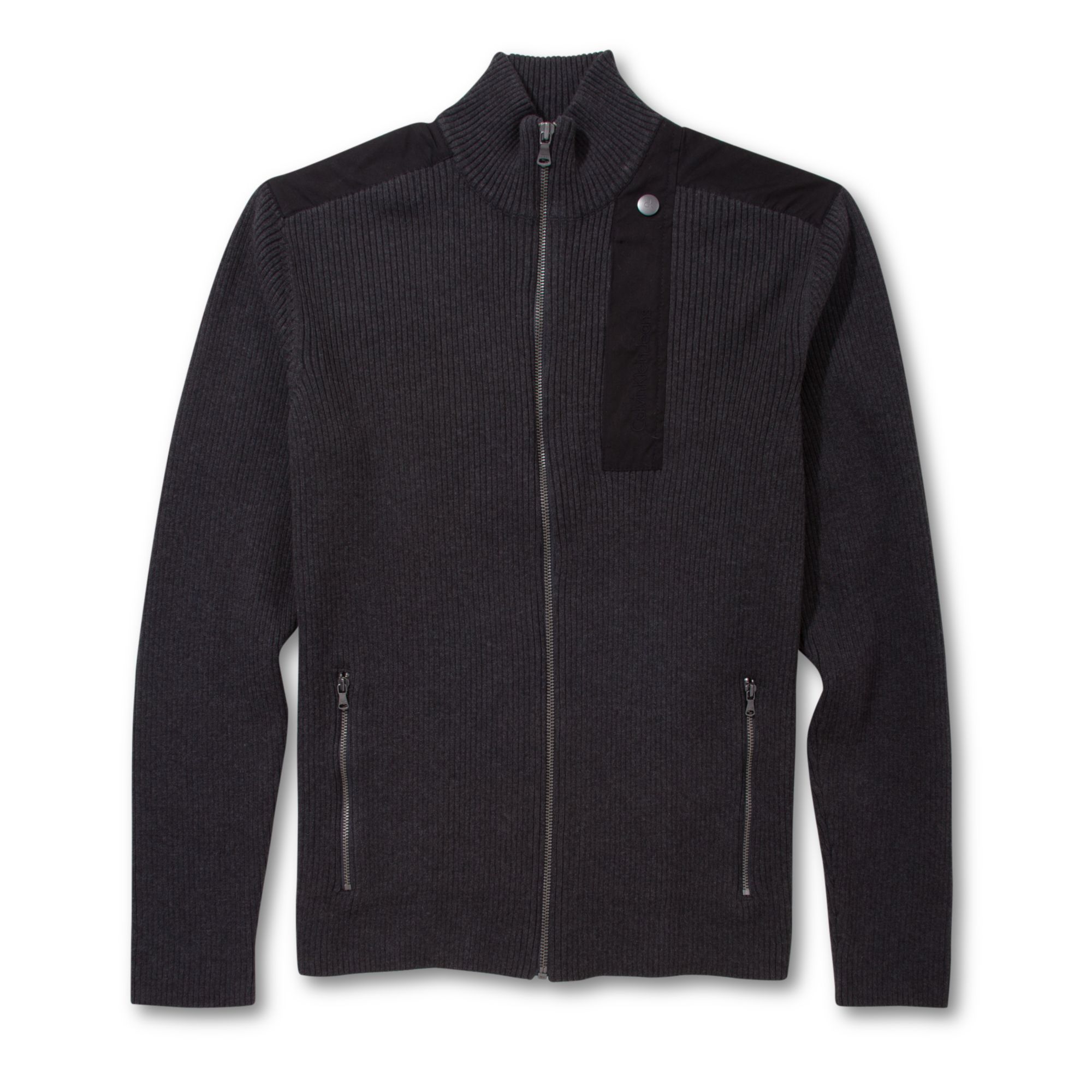 Calvin Klein Jeans Ribbed Zip Front Mockneck Sweater in Gray for Men ...