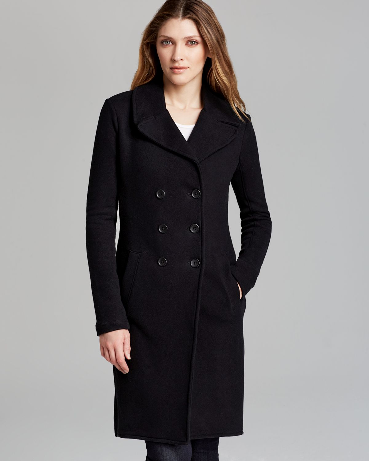 Lyst - James Perse Peacoat Long Fleece Military in Black