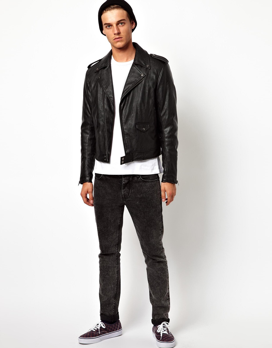 Asos Faux Leather Biker Jacket In Black For Men Lyst Gallery