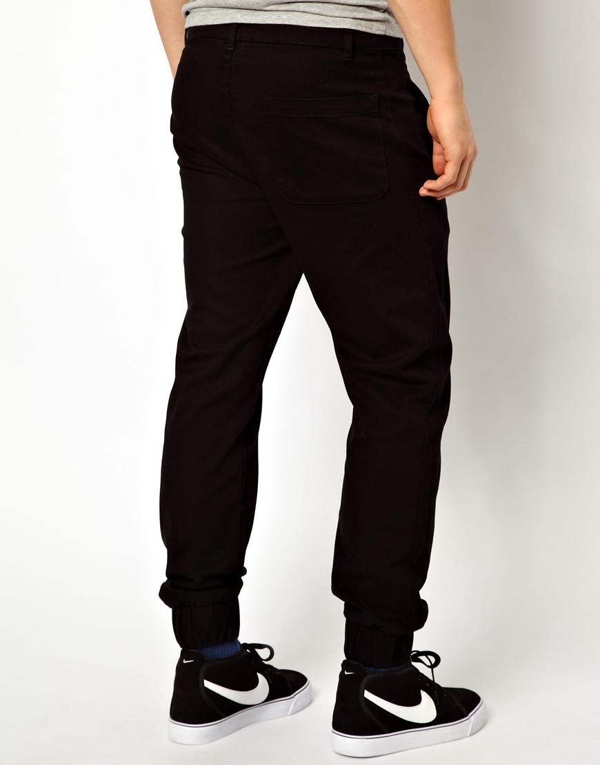 Lyst - Asos Regular Cuffed Chinos in Black for Men