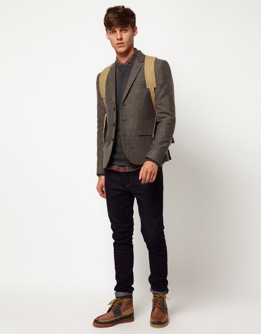 Lyst - Asos Slim Fit Tweed Blazer in Brown for Men