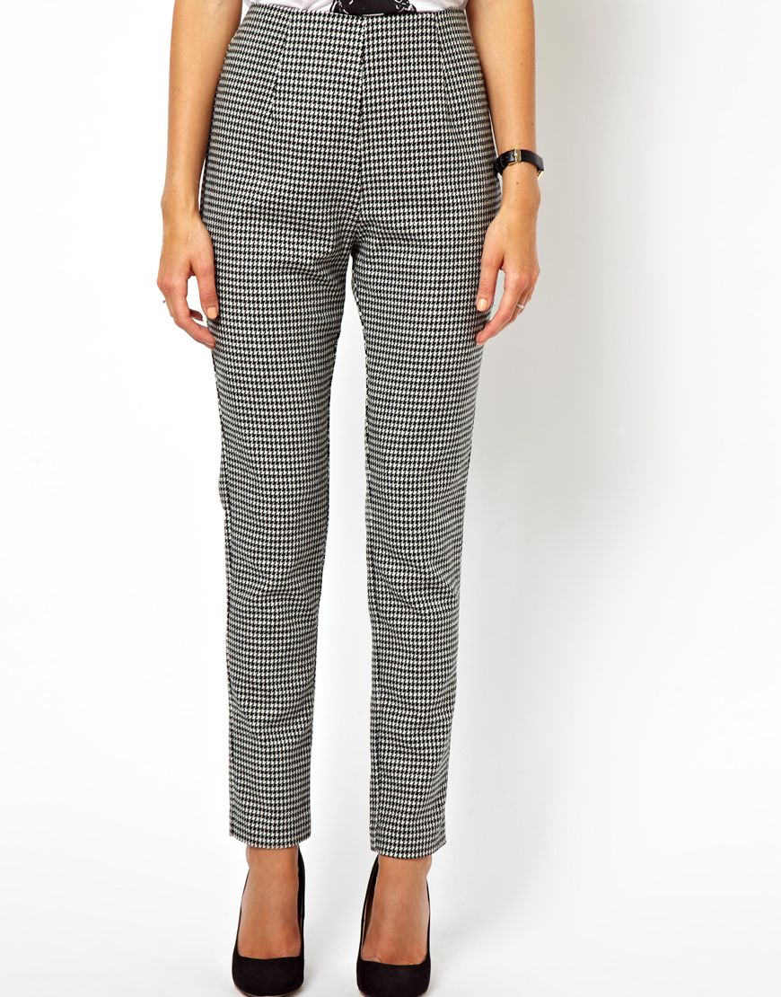 dogtooth print trousers