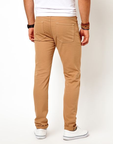 Asos Skinny Jean in Khaki for Men (Tan) | Lyst