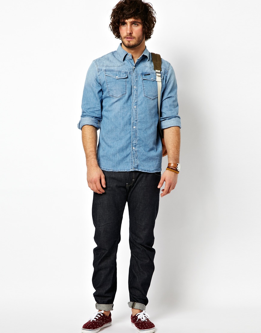 Lyst - G-Star Raw G Star Denim Shirt Tailor Shooting Western Light Aged ...