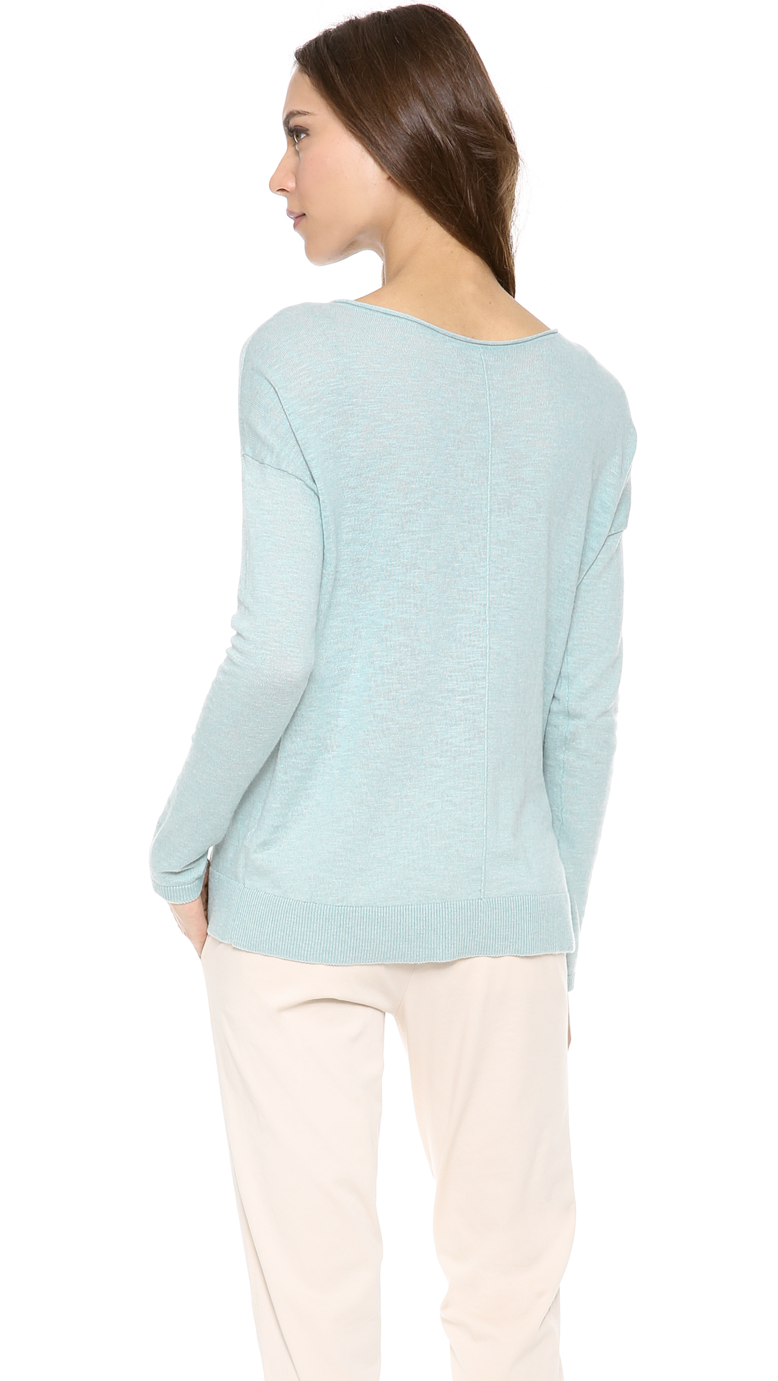 Lyst Vince Cotton Slub Roll Neck Sweater in Blue