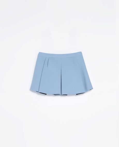 Zara Pleated Mini Skirt in Blue (Sky blue) | Lyst