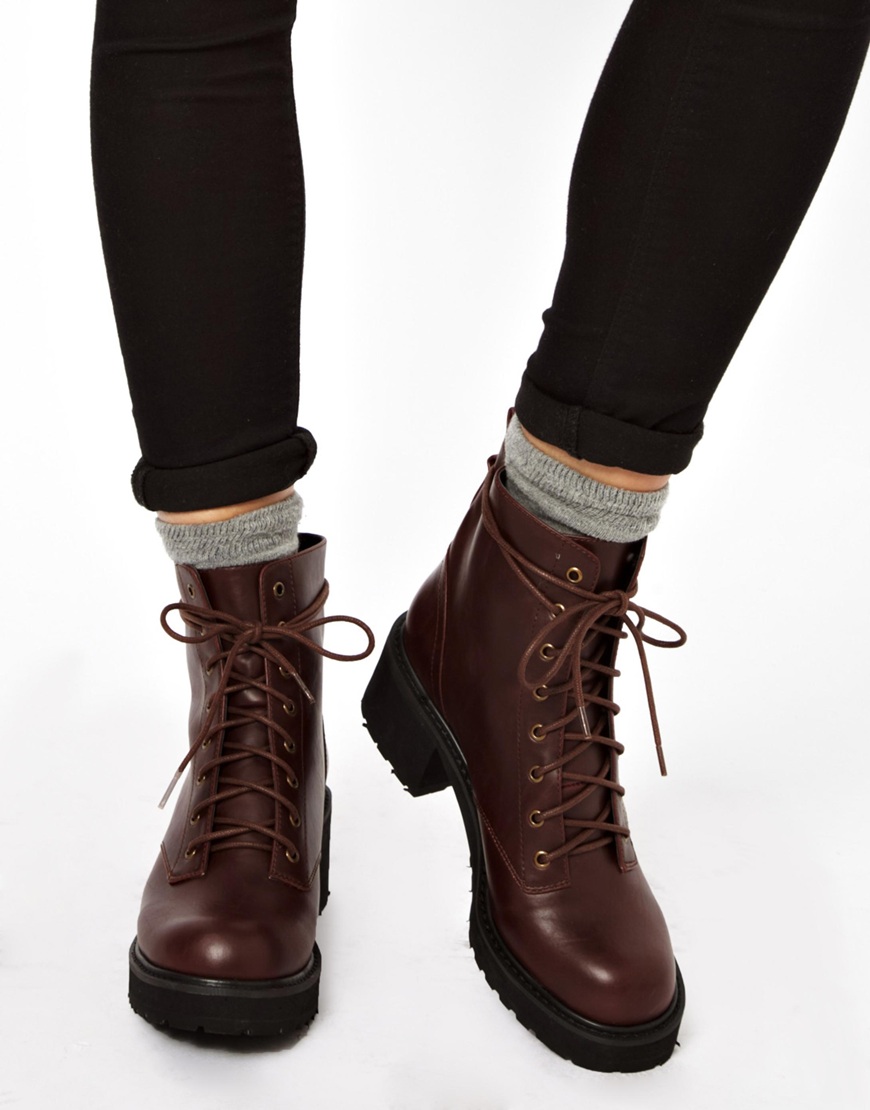 Lyst - Asos Apart Lace Up Ankle Boots in Brown