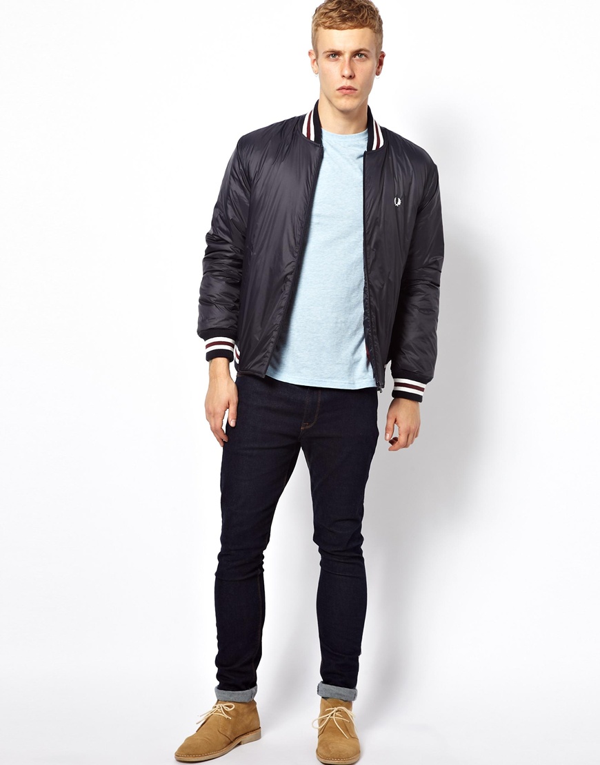 Lyst Fred Perry Bomber Jacket With Tipping In Blue For Men