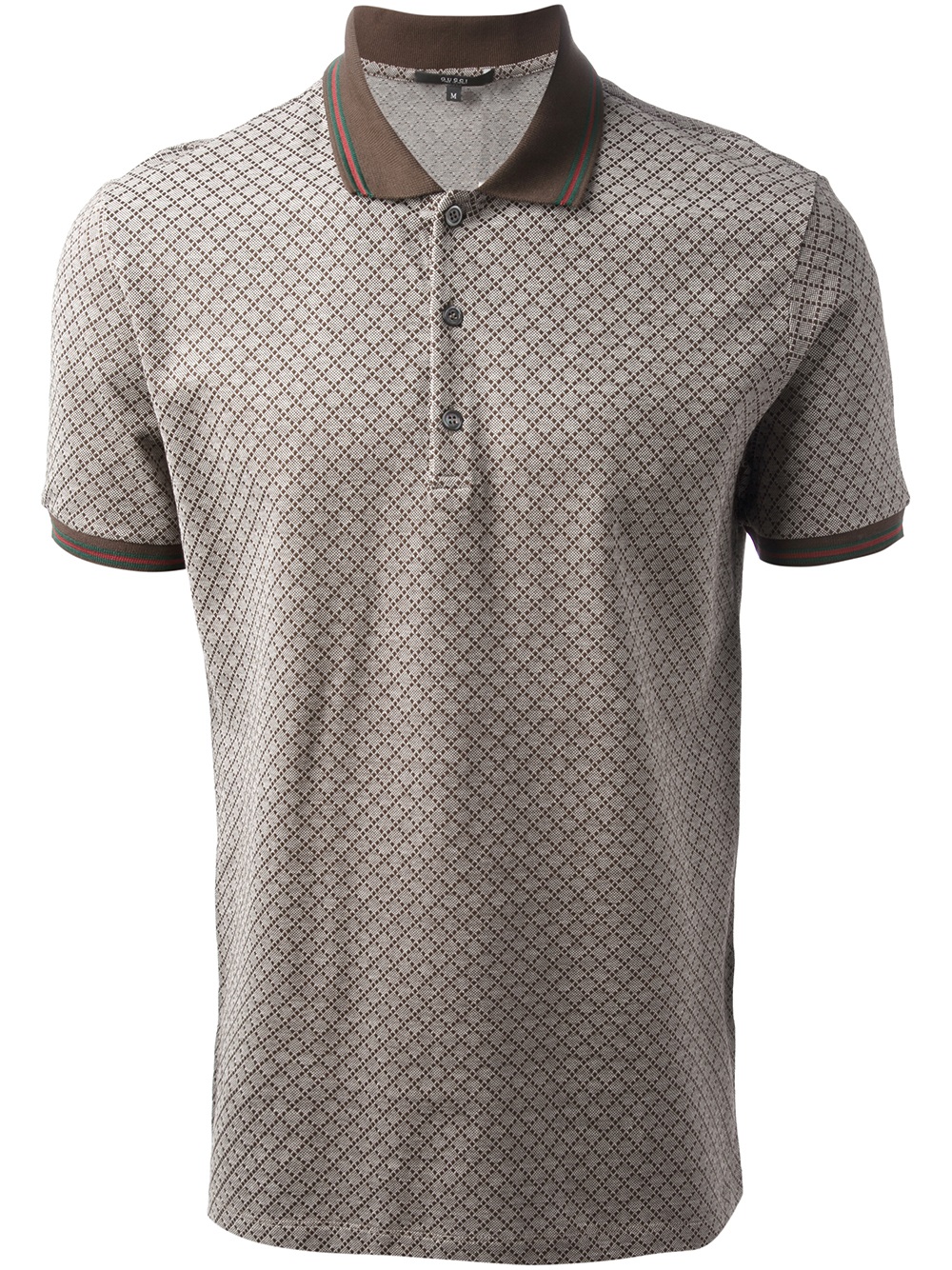 Gucci Grid Print Polo Shirt in Brown for Men | Lyst