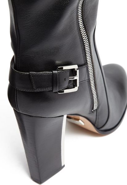 Michael Kors Jayla Metal Heel Buckle Knee High Boots in Black (gunmetal ...